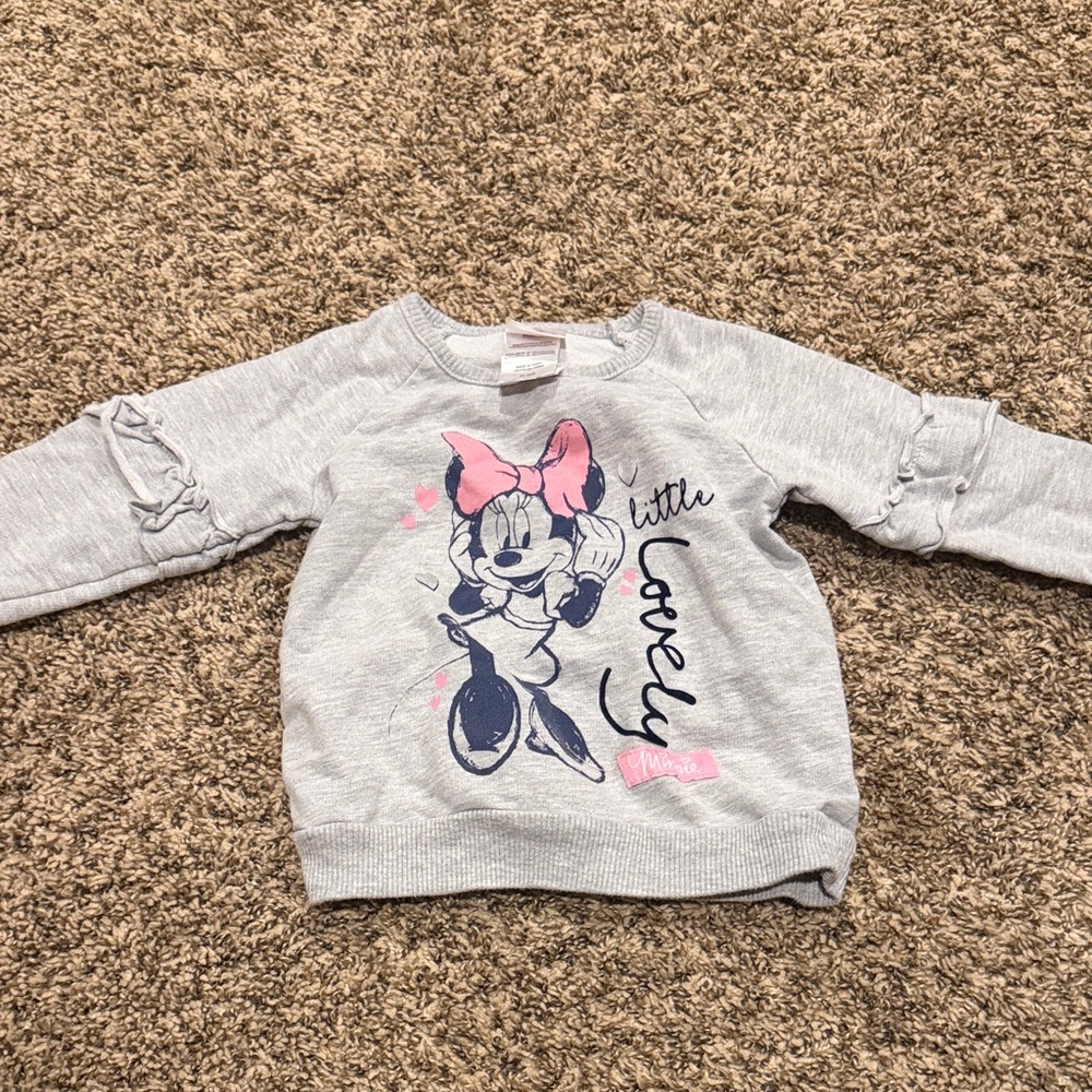 Disney Gray Sweatshirt with Pink and Black Cartoon Design
